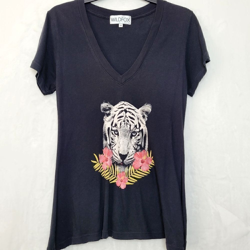 Wildfox Siberian Tiger V Neck Top Size Medium